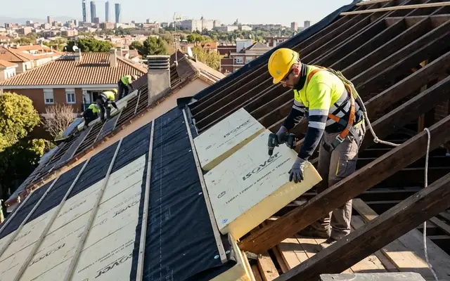 Aislamiento térmico bajo una cubierta de pizarra